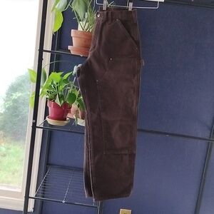 Dark chocolate brown carhartt double knee work pants 31x30